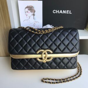 Túi Xách Chanel Replica 11 Cao Cấp Mặt Khóa Chanel Màu Đen 25cm (2)