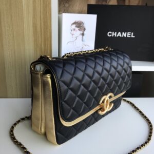 Túi Xách Chanel Replica 11 Cao Cấp Mặt Khóa Chanel Màu Đen 25cm (2)
