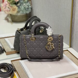Túi Xách Dior D-Joy Replica 11 Chất Da Mịn Màu Xám 26×13 (2)