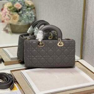 Túi Xách Dior D-Joy Replica 11 Chất Da Mịn Màu Xám 26×13 (2)