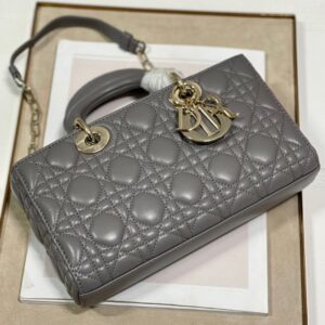 Túi Xách Dior D-Joy Replica 11 Chất Da Mịn Màu Xám 26×13 (2)