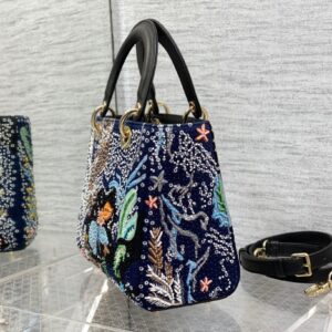 Túi Xách Dior Lady Đính Cườm Like Auth Khóa Vàng 24cm (2)