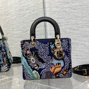 Túi Xách Dior Lady Đính Cườm Like Auth Khóa Vàng 24cm (2)