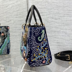 Túi Xách Dior Lady Đính Cườm Like Auth Khóa Vàng 24cm (2)