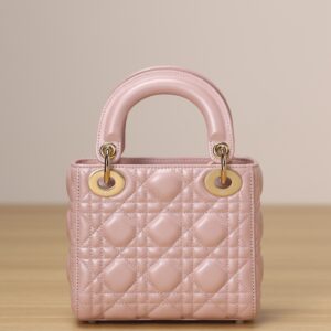 Túi Xách Dior Lady Rep 11 Cao Cấp Nữ Màu Hồng Khóa Vàng 17cm (2)