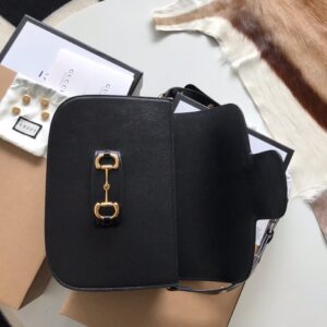 Túi Xách Gucci 1955 Horsebit Like Auth Da Mịn Màu Đen 25cm (2)