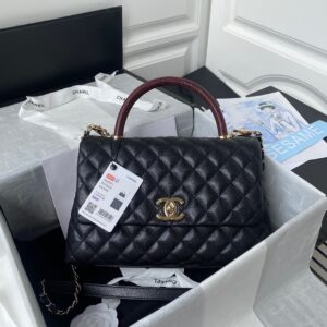 Túi Xách Hàng Hiệu Chanel Coco Handle Rep 11 Cao Cấp Màu Đen 28cm (2)