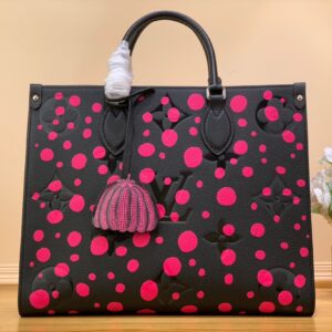 Túi Xách Louis Vuitton LV On The Go Họa Tiết Chấm Bi Hồng Rep 11 35x27x14cm (2)