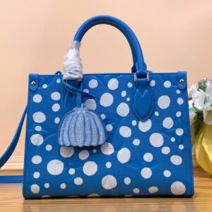 Túi Xách Louis Vuitton On The Go Replica 11 Màu Xanh Chấm Bi 25x19x15cm (2)