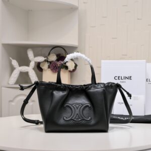 Túi Xách Nữ Celine triomphe Small Cabas Drawstring Cuir Siêu Cấp 22x17x15cm (2)
