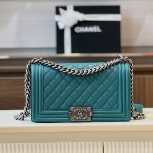 Túi Xách Nữ Chanel Boy Medium Màu Xanh Replica 11 Cao Cấp 25cm (2)