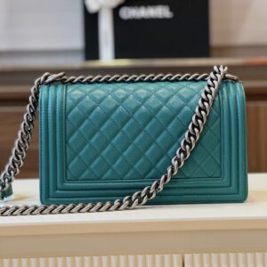 Túi Xách Nữ Chanel Boy Medium Màu Xanh Replica 11 Cao Cấp 25cm (2)
