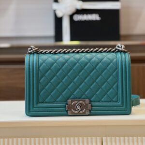 Túi Xách Nữ Chanel Boy Medium Màu Xanh Replica 11 Cao Cấp 25cm (2)