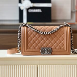 Túi Xách Nữ Chanel Boy Medium Rep 11 Cao Cấp Màu Nâu 25cm (2)