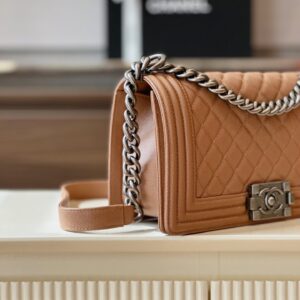 Túi Xách Nữ Chanel Boy Medium Rep 11 Cao Cấp Màu Nâu 25cm (2)