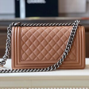 Túi Xách Nữ Chanel Boy Medium Rep 11 Cao Cấp Màu Nâu 25cm (2)
