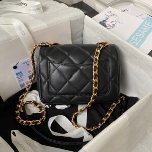 Túi Xách Nữ Chanel Xích Charm Replica 11 Cao Cấp Màu Đen 13x17x6cm (2)