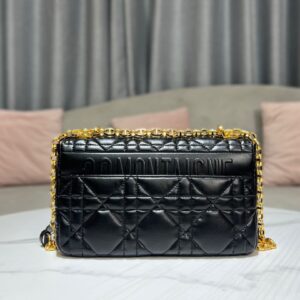 Túi Xách Nữ Dior Caro Like Auth Màu Đen Chất Da Bóng 25.5x15 (2)
