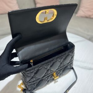 Túi Xách Nữ Dior Caro Like Auth Màu Đen Chất Da Bóng 25.5x15 (2)