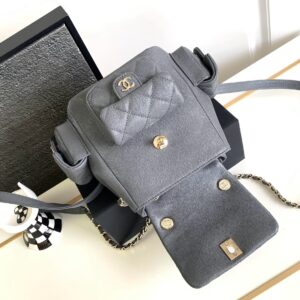 Balo Chanel Da Hạt Replica 11 Cao Cấp Màu Xám 21.5x19 (2)