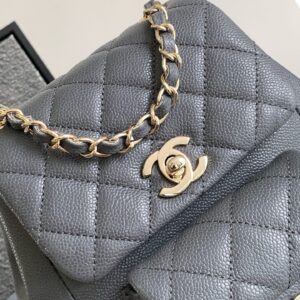 Balo Chanel Da Hạt Replica 11 Cao Cấp Màu Xám 21.5x19 (2)