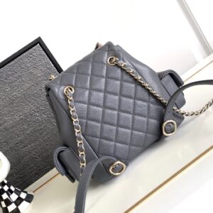 Balo Chanel Da Hạt Replica 11 Cao Cấp Màu Xám 21.5x19 (2)