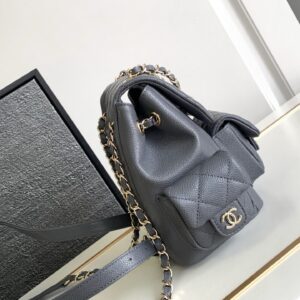 Balo Chanel Da Hạt Replica 11 Cao Cấp Màu Xám 21.5x19 (2)