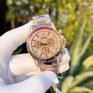 Rolex Daytona Chế Tác Bọc Vàng Độ Moissanite Sapphire Replica 40mm (5)