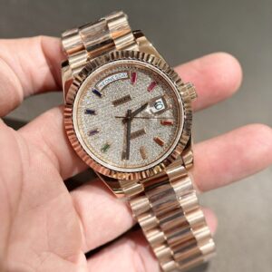 Rolex Day-Date Bọc Vàng 18K Độ Mặt Kim Cương Moissanite GM V2 40mm (1)