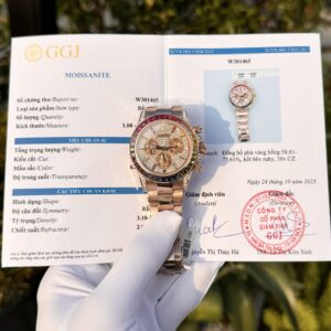 Rolex Daytona Chế Tác Bọc Vàng Độ Moissanite Sapphire Replica 40mm (5)