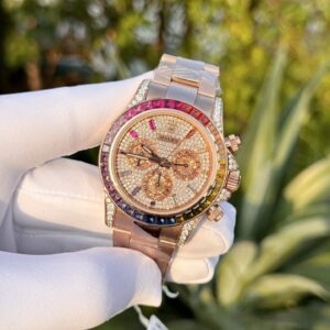 Rolex Daytona Chế Tác Bọc Vàng Độ Moissanite Sapphire Replica 40mm (5)