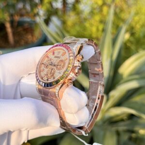 Rolex Daytona Chế Tác Bọc Vàng Độ Moissanite Sapphire Replica 40mm (5)