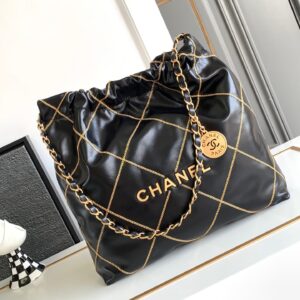 Túi Chanel 22 Shopping Nữ Da Mịn Màu Đen Like Auth 35cm (2)