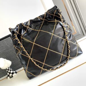 Túi Chanel 22 Shopping Nữ Da Mịn Màu Đen Like Auth 35cm (2)