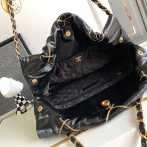 Túi Chanel 22 Shopping Nữ Da Mịn Màu Đen Like Auth 35cm (2)