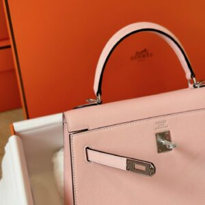 Túi Hermes Kelly Da Epsom Rep 11 Khóa Bạc Màu Hồng Nhạt 25cm (2)