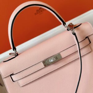Túi Hermes Kelly Da Epsom Rep 11 Khóa Bạc Màu Hồng Nhạt 25cm (2)