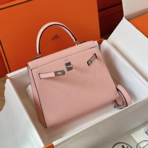 Túi Hermes Kelly Da Epsom Rep 11 Khóa Bạc Màu Hồng Nhạt 25cm (2)