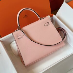 Túi Hermes Kelly Da Epsom Rep 11 Khóa Bạc Màu Hồng Nhạt 25cm (2)