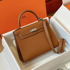 Túi Hermes Kelly Da Epsom Rep 11 Nữ Khóa Bạc Màu Nâu 25cm (2)