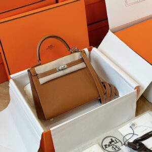 Túi Hermes Kelly Da Epsom Rep 11 Nữ Khóa Bạc Màu Nâu 25cm (2)