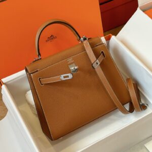 Túi Hermes Kelly Da Epsom Rep 11 Nữ Khóa Bạc Màu Nâu 25cm (2)