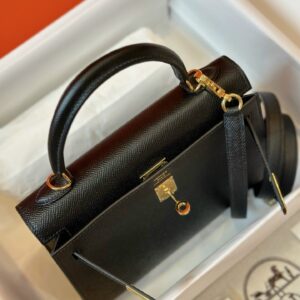 Túi Hermes Kelly Da Epsom Rep 11 Nữ Khóa Vàng Màu Đen 25cm (2)