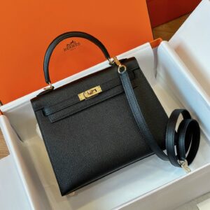Túi Hermes Kelly Da Epsom Rep 11 Nữ Khóa Vàng Màu Đen 25cm (2)