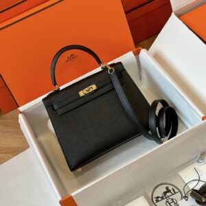 Túi Hermes Kelly Da Epsom Rep 11 Nữ Khóa Vàng Màu Đen 25cm (2)