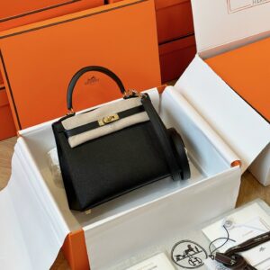 Túi Hermes Kelly Da Epsom Rep 11 Nữ Khóa Vàng Màu Đen 25cm (2)