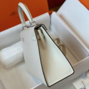 Túi Nữ Hermes Kelly Da Epsom Like Auth Khóa Vàng Màu Trắng 25cm (2)