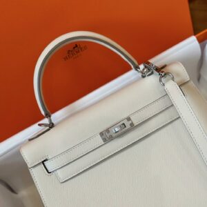 Túi Nữ Hermes Kelly Da Epsom Like Auth Khóa Vàng Màu Trắng 25cm (2)