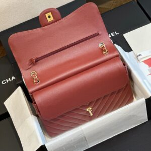 Túi Xách Chanel Classic Jumbo Da Hạt Carvia Like Auth Màu Đỏ 30cm (2)