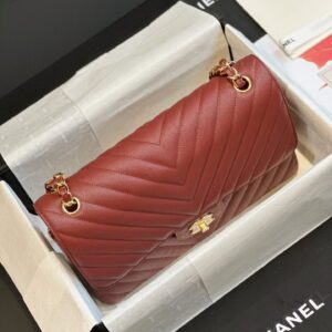 Túi Xách Chanel Classic Jumbo Da Hạt Carvia Like Auth Màu Đỏ 30cm (2)